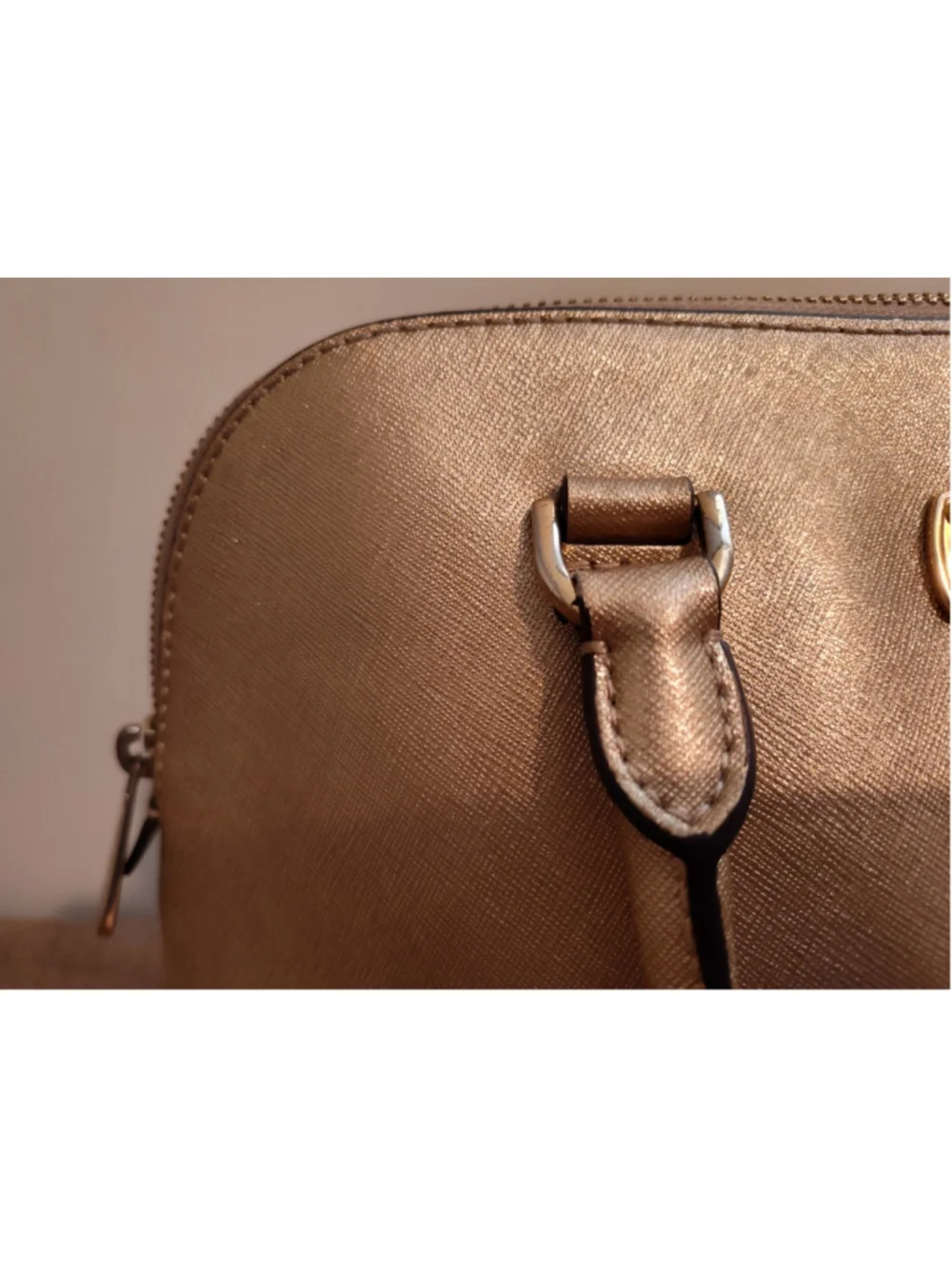Michael Kors Gold Leather Satchel Handbag